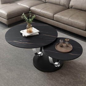  Modern two_ layer coffee table with marble top 