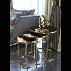  Side table black glass 