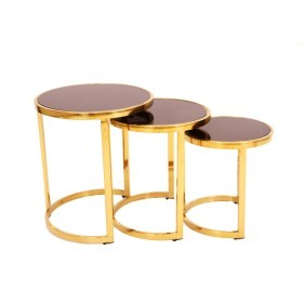  Side table black glass 